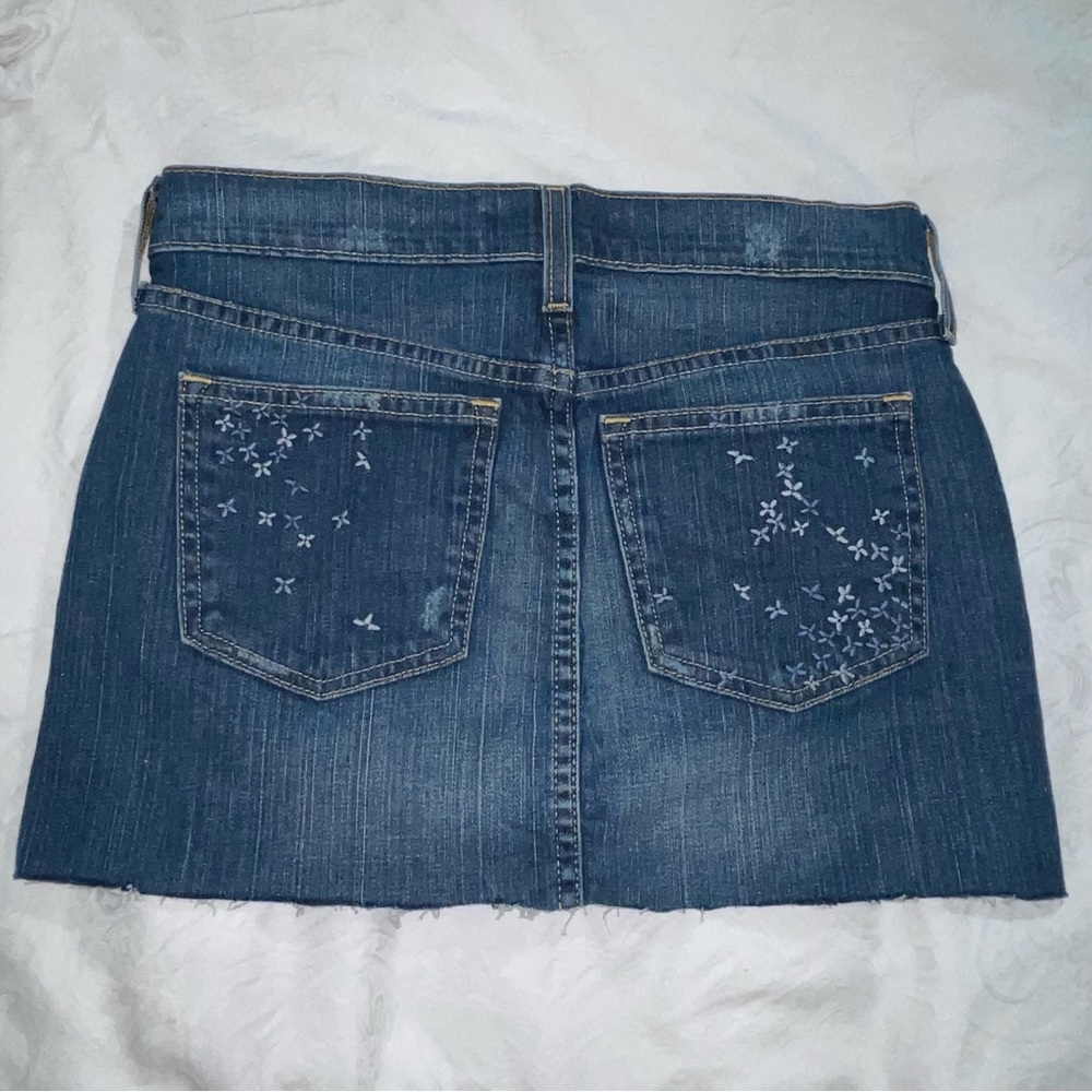 low rise denim mini skirt